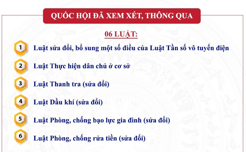 6 Luật được Quốc hội thông qua tại Kỳ họp thứ 4