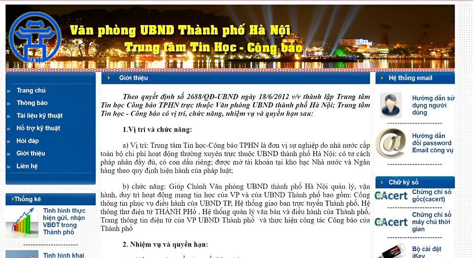 UBND thành phố Hà Nội thành lập Trung tâm Thông tin điện tử