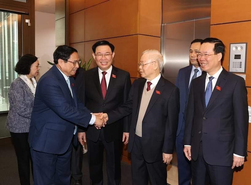 Tổng Bí thư Nguyễn Phú Trọng cùng các đồng chí lãnh đạo Đảng, Nhà nước dự Kỳ họp bất thường lần thứ 5 pld