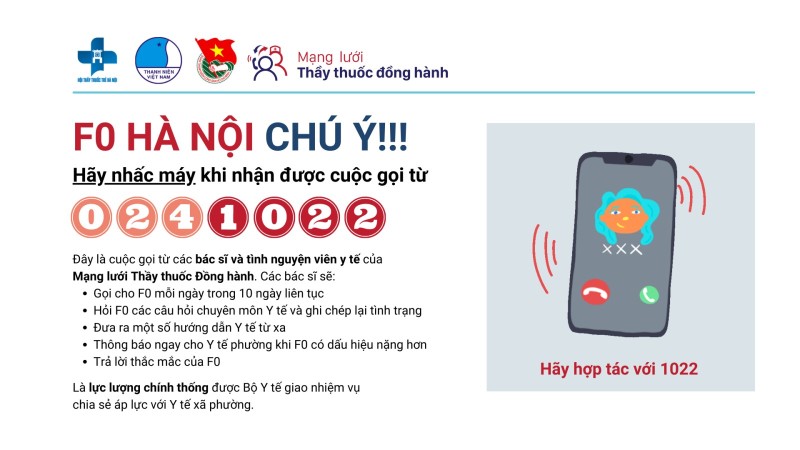 ‘Khi F0 Hà Nội nhận được cuộc gọi từ đầu số 0241022, hãy nhấc máy và hợp tác’