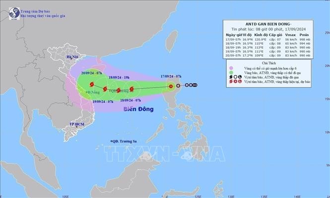 Áp thấp nhiệt đới gần Biển Đông, mạnh lên thành bão trong đêm nay (17/9)