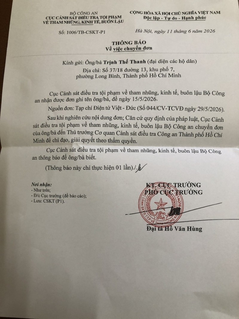 Bộ Công an chuyển đơn liên quan dự án The 9 Stellars do Sơn Kim Land phát triển đến Công an TP.HCM