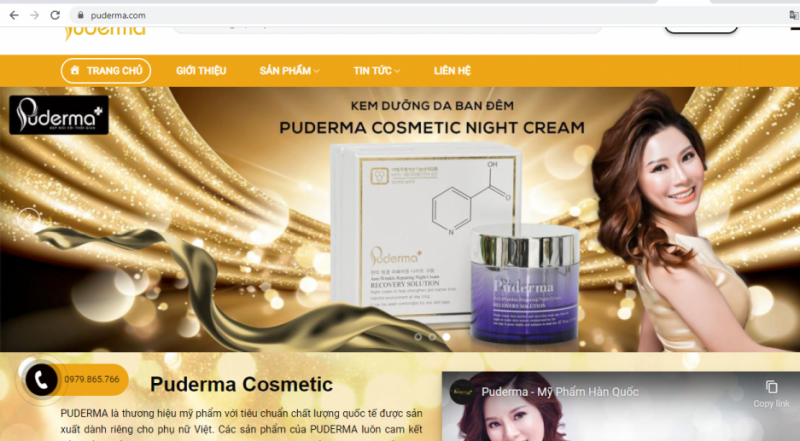Mỹ phẩm Hàn Quốc Puderma bán hàng “chui” trên website thương mại điện tử