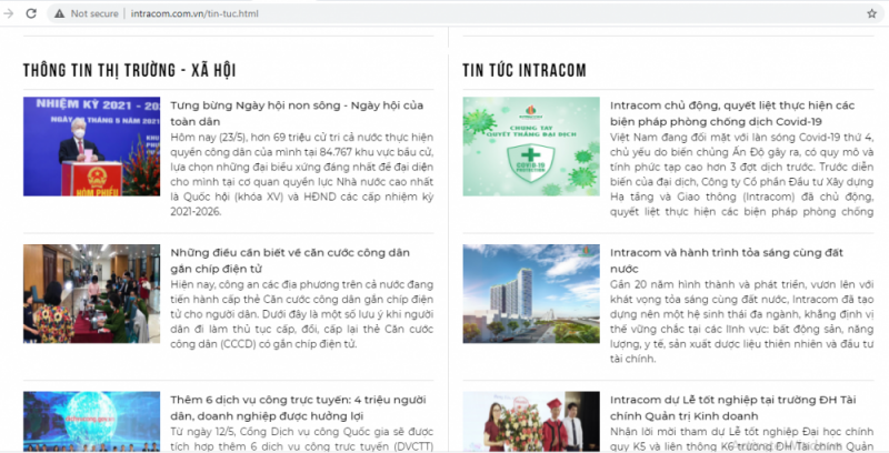 Intracom: Trang thông tin điện tử hoạt động chưa được cấp phép