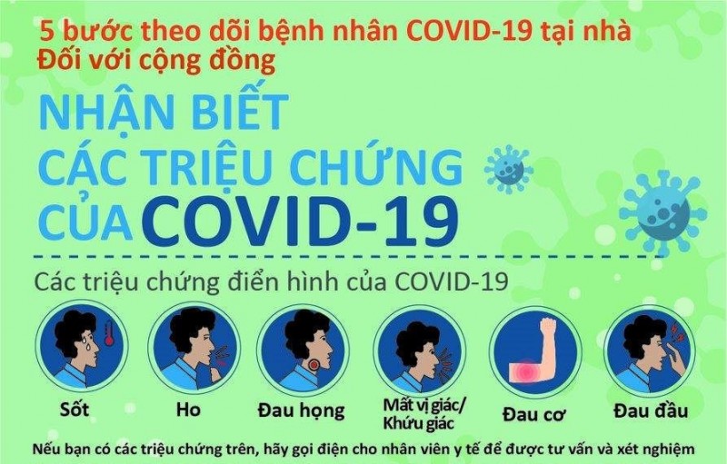 Infographic: Tổ chức Y tế thế giới tại Việt Nam khuyến cáo "5 bước theo dõi bệnh nhân Covid-19 tại nhà"