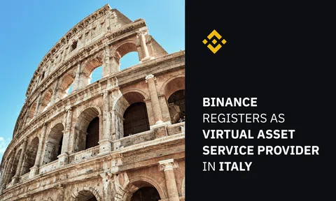 Binance được phép cung cấp các sản phẩm tiền số tại Ý