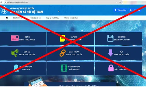 Trang web giả mạo Cổng dịch vụ công ngành BHXH Việt Nam