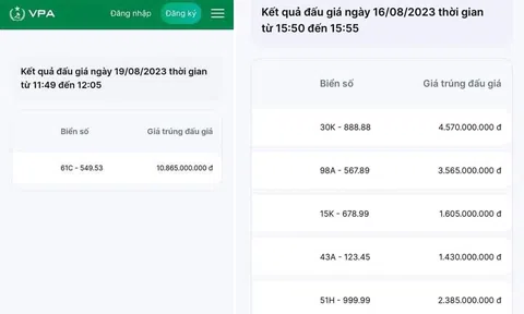 Bất ngờ trước kết quả đấu giá biển số thử nghiệm