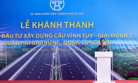 Thủ tướng Phạm Minh Chính dự lễ khánh thành cầu Vĩnh Tuy giai đoạn 2