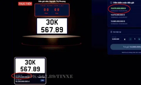 Người trúng đấu giá biển 51K-888.88 hơn 32 tỷ đồng tiếp tục đấu giá biển 30K-567.89 hơn 13 tỷ đồng