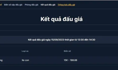 Biển số 15K-188.88 được đấu giá thấp nhất, giá chỉ bằng xe Mitsubishi Xpander