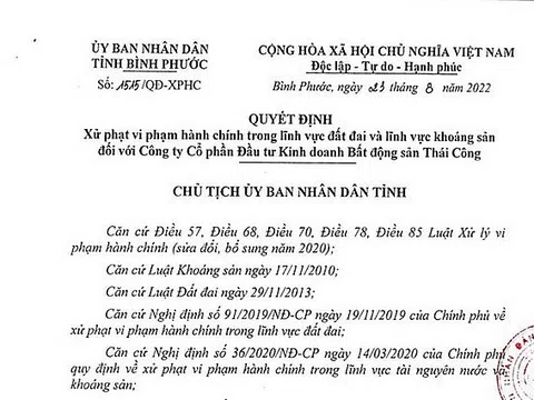 Vi phạm về đất đai và khoáng sản, một doanh nghiệp bị phạt hơn 95 triệu đồng