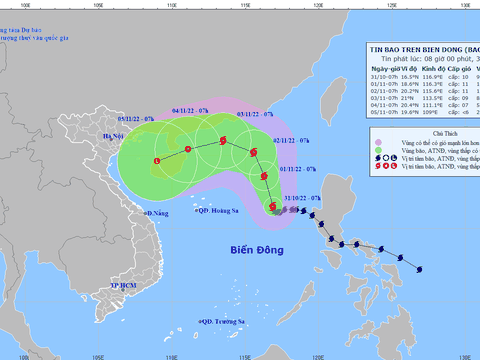 Bão số 7 cách Hoàng Sa khoảng 580km, giật cấp 12