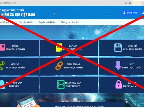 Trang web giả mạo Cổng dịch vụ công ngành BHXH Việt Nam