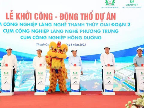 Bí thư Thành ủy Đinh Tiến Dũng dự lễ khởi công 3 cụm công nghiệp tại Thanh Oai