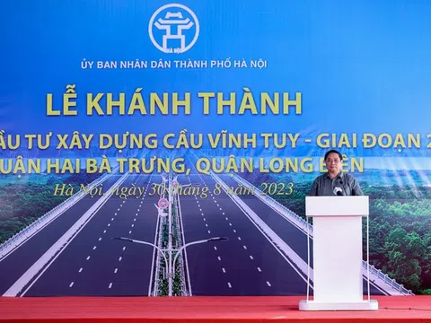 Thủ tướng Phạm Minh Chính dự lễ khánh thành cầu Vĩnh Tuy giai đoạn 2