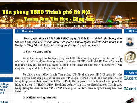 UBND thành phố Hà Nội thành lập Trung tâm Thông tin điện tử