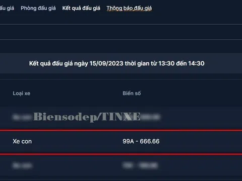 "Nóc nhà bật đèn xanh", đại gia Ninh Hiệp nộp đủ 4,23 tỷ đồng tiền trúng đấu giá biển số 99A-666.66