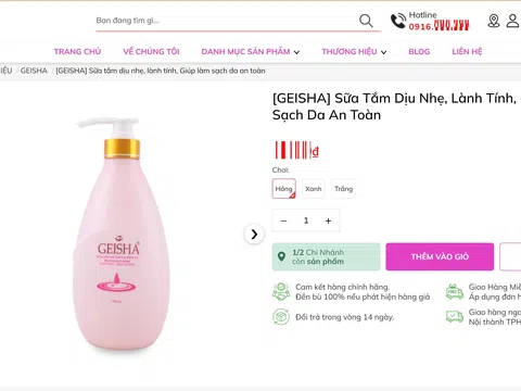 Sữa tắm Geisha của một doanh nghiệp bị thu hồi do không đạt chỉ tiêu vi sinh vật