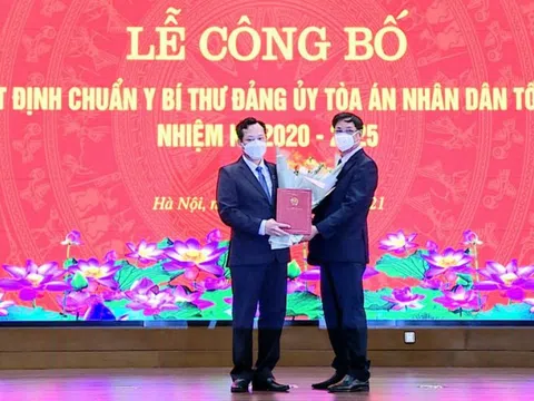 Trao quyết định chuẩn y Bí thư Đảng ủy; bổ nhiệm Chánh Văn phòng TANDTC