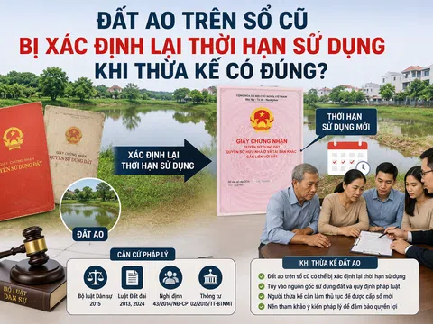 Đất ao trên sổ cũ bị xác định lại thời hạn sử dụng khi thừa kế có đúng?